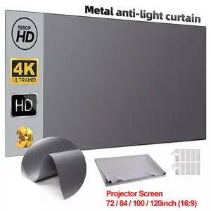 120-72inch Projector Screen, 4K Metal Lightproof Foldable Portable Movie Screen 16:9 for Home Theater Party Office Classroom Outdoor Indoor, Easy Installation with Velcro HD Projector Screen