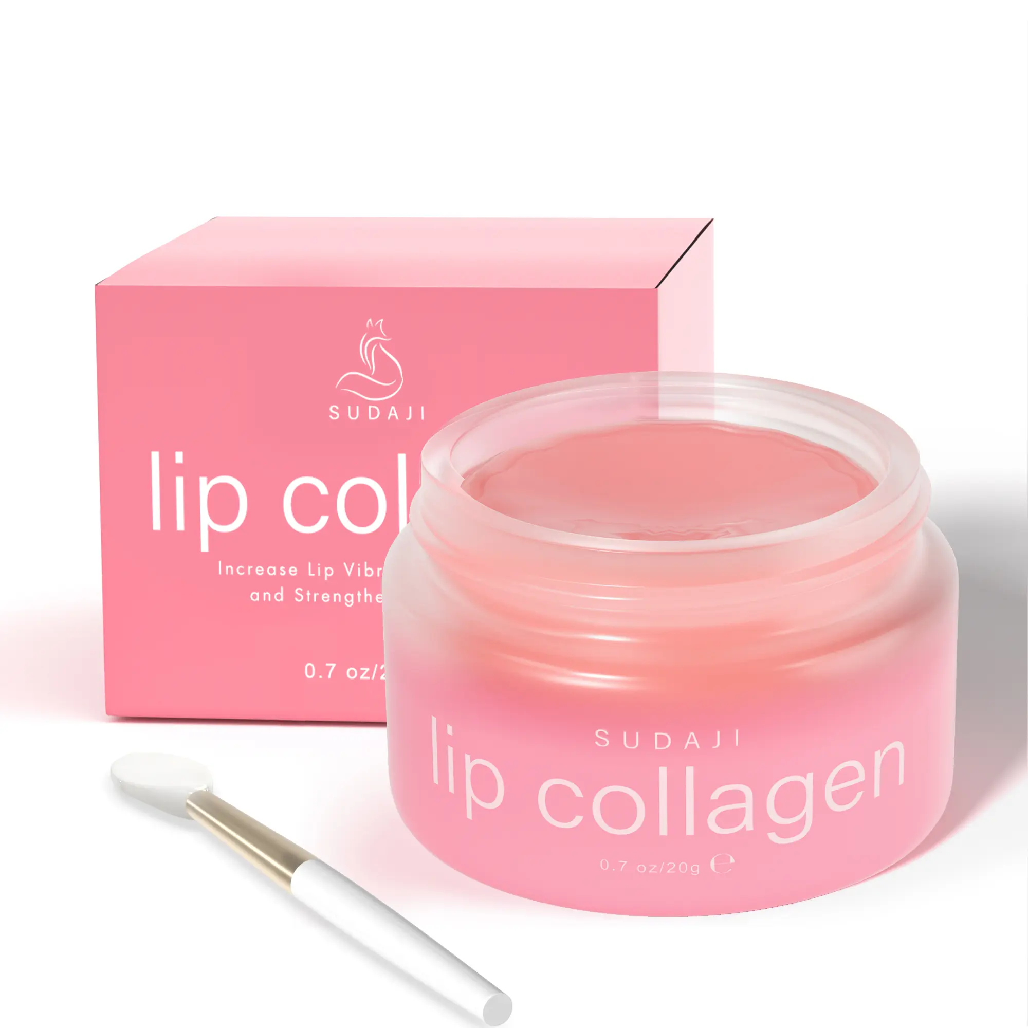 Pink Lip Collagen + Peptide 0.7oz, Strawberry Collagen Lip Mask with Vitamins E, A -Lip balm to Nourish & Hydrate Lips, Lip Moisturizer for Gentle exfoliating