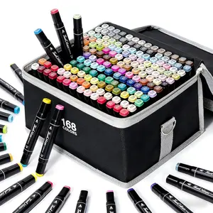 KIDGENIUS Easter Outdoor Art Markers 168/120 Pcs Dual Tip Quick Dry Water-Resistant Set for Spring Crafts with Rich Color Selection and Professional Dual-Tip Design