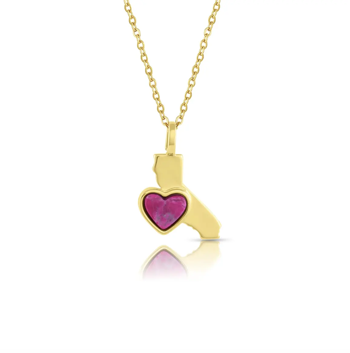 California State Gold Pendant Necklace in Pink Howlite