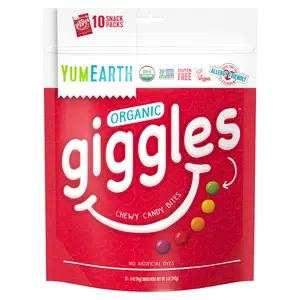 YumEarth Organic Giggles, Chewy Candy Bites, 10 Snack Packs, 0.5 oz (14 g) Each