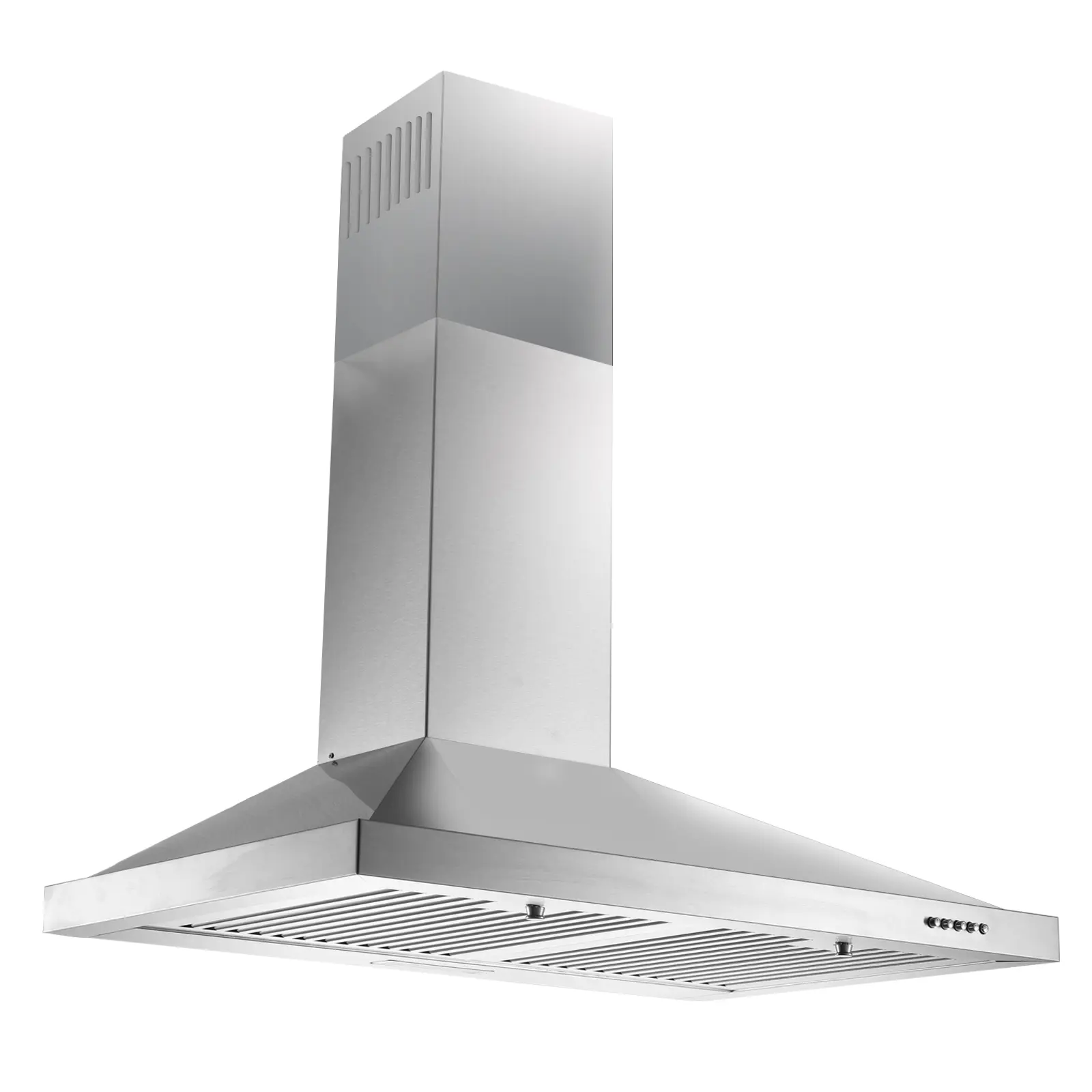 24 Inch Range Hood, Wall Mount Vent Hood in Stainless Steel with Ducted/Ductless Convertible Duct, 3 Speed Exhaust Fan, Energy Saving LED Light, Push Button Control, 2 Pcs Baffle Appliance Filter  Household Durable