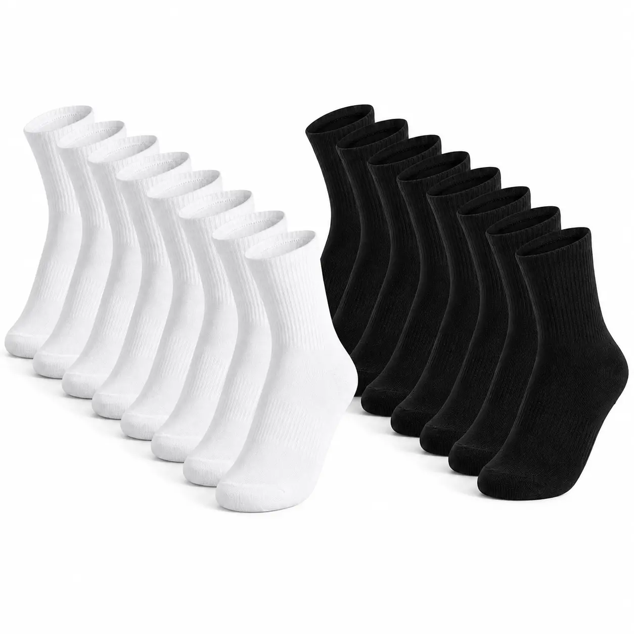 6-Pair Cotton Crew Socks, Cushioned Athletic Socks for Men and Women, Ideal for Gym Workout Training, Hiking / Light Outdoor, Athletic Sports Socks, Breathable Socks