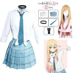 Kitagawa Marin Cosplay Anime My Dress Up Darling Kitagawa Marin Cosplay Costume Dresses School Uniform Wig Earrings Suit Girls Halloween party, Thanksgiving party