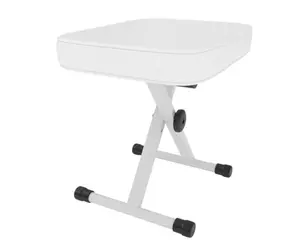 X-Style Foldable Piano Bench, 2.56” Thick Cushion Adjustable Keyboard Stool, 3-Level Height Music Seat for Piano & Guitar, Black / White