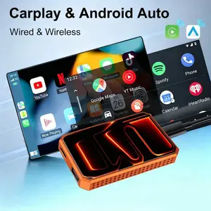 【SpringGlowUp】4-in-1 Al Box for Netflix/YouTube/TikTok/Google Play streaming, wireless CarPlay and Android Auto adapter, compatible with vehicles equipped with factory-installed CarPlay, plug and play, easy to install, Car Video Player