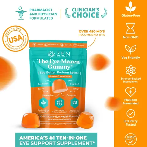 Zen Nutrients Eye-Mazen Gummy (Adult & Teens) – Postbiotic Eye Wellness Gummies with Eyemuse