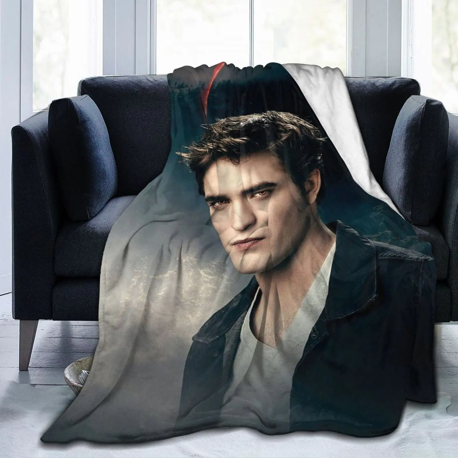 Twilight Saga Bella Swan-Edward Cullen-Robert Pattinson Flannel Throw Blanket - Breathable Warm, Cozy, Soft for Bedroom Sofa, 40x30in Gift Blanket, Breathable Warm Blanket, Cozy Throw Blanket