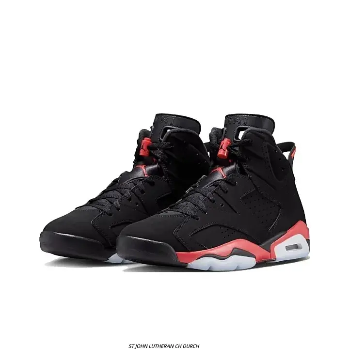 Black Red Suede High Top Basketball Sneakers White Air Cushion Transparent Outsole Men Street Shoes
