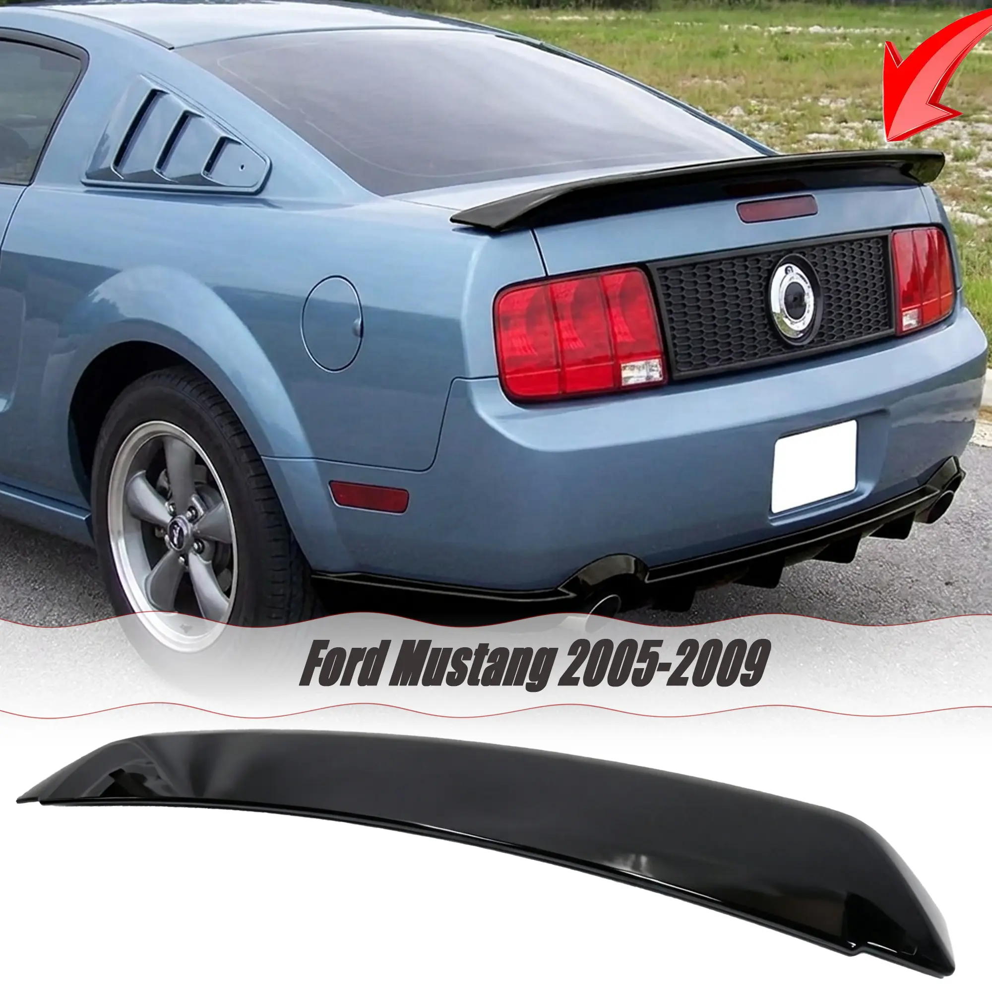 MUTUSAISI Rear Spoiler Wing Fit for Ford Mustang 2005-2009 Accessories ,Gloss Black GT500 Style Trunk DeckLid Lip
