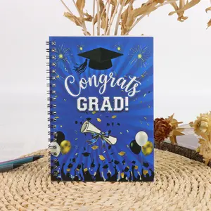 Congratulations Graduation! Spiral Bound Gift Card Album, Card Binder, Vibrant Blue Design, Perfect for High School & University Graduates, Holds Cash & Cards