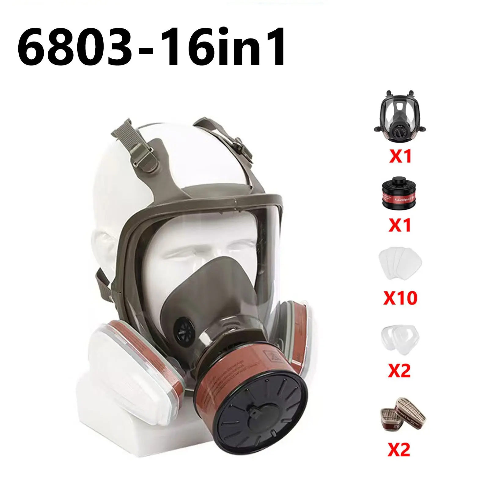 Full Face Gas Mask Survival Chemical Respirator, Protective Respirator, 40mm Filter Activated Carbon, Full Face Respirator for Safety Protection, Essential Gear, Work Safety Equipment