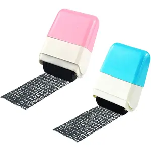2Pcs Identity Protection Wide Rolling Security Roller Stamp for Privacy Protection ID Blockout and Address Blocker Pink and Blue