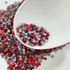 ASFA113 12 Cuts Facets Light Siam Glass Hot Fix Rhinestones For DIY Nails Art Clothes Shiny Decoration