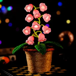 Everlasting Crochet Lily Night Light,Crochet Artificial Flowers with Night Lights, Cordless Table Lamp - Women Gift Ideas for Christmas Valentine Mother's Day, Desk Home Decorations