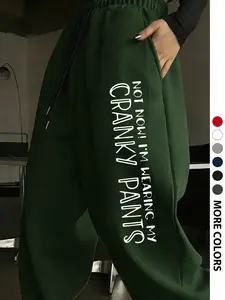 Women's Casual Loose-Fit Long Pants Printed, Not Now! I'm Wearing My Cranky Pants Print, All-Season Woven Fabric, Home & Outdoor Wear, Bottoms