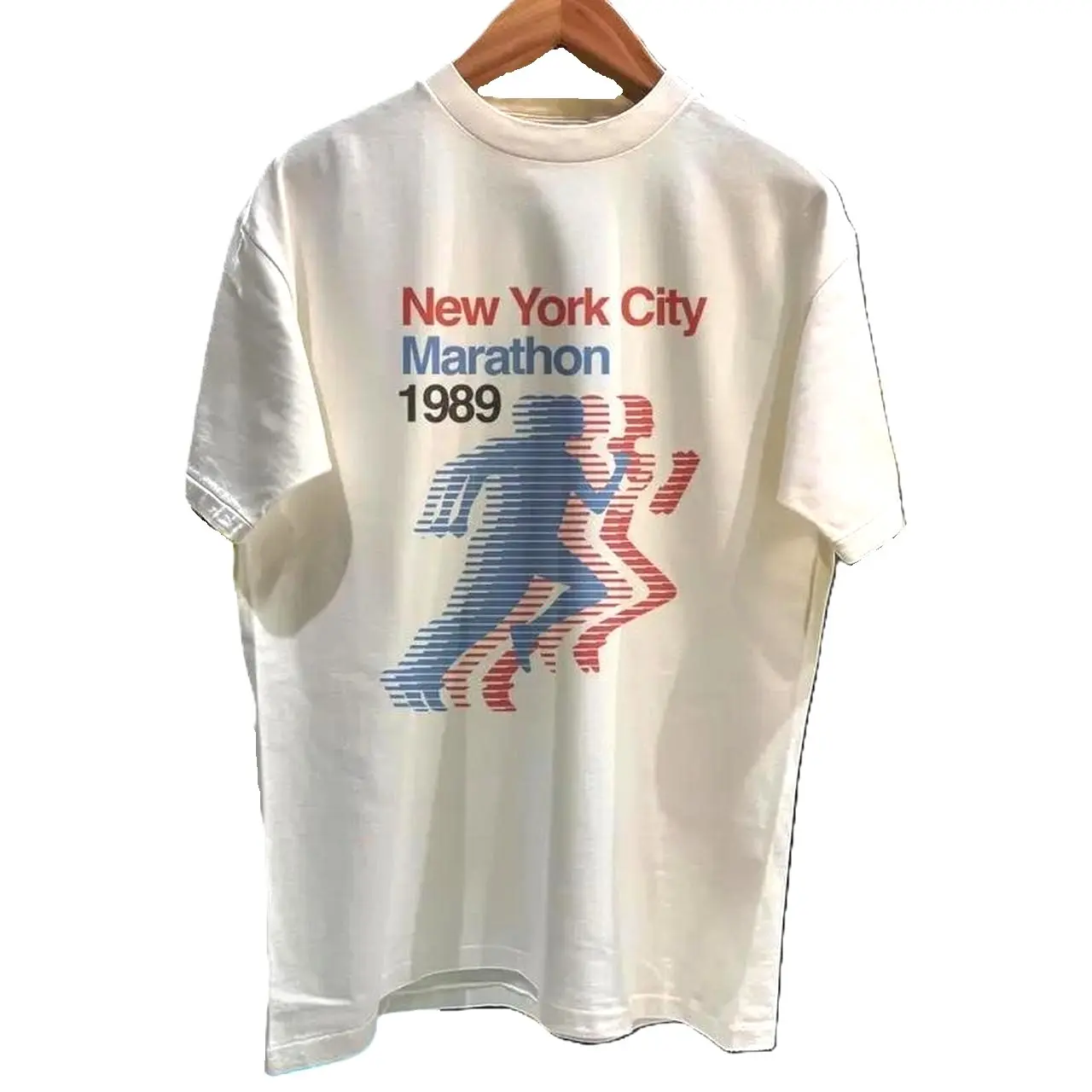 Retro 1989 New York City Marathon Fitted Crew Neck Short-Sleeve T-Shirt - All Seasons Basic Machine-Washable Casual Sports Top for Christmas, Thanksgiving