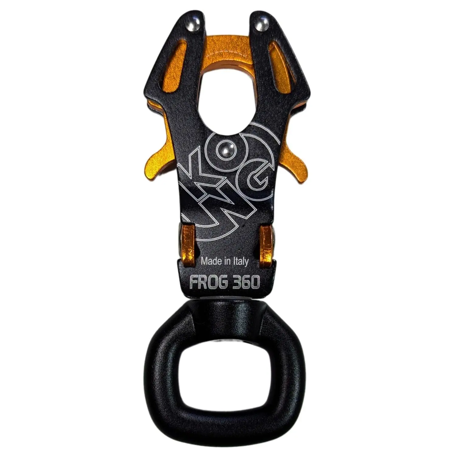 Kong Italy Frog 360 Swivel Carabiner Climbing Clip 23kN Black Orange