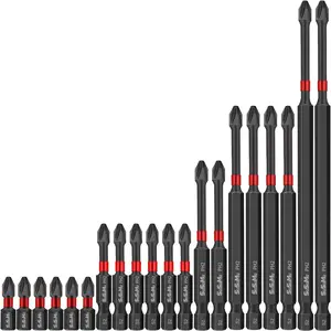 "GRAB IT NOW" Impact Phillips Bits #2 Long Magnetic Phillips Screwdriver Bit Set 1 2 3 4 6 inch 1/4 Inch Hex Shank Cross Anti-Slip Screw Driver Bit Set for Impact Driver Power Tool (20PCS)