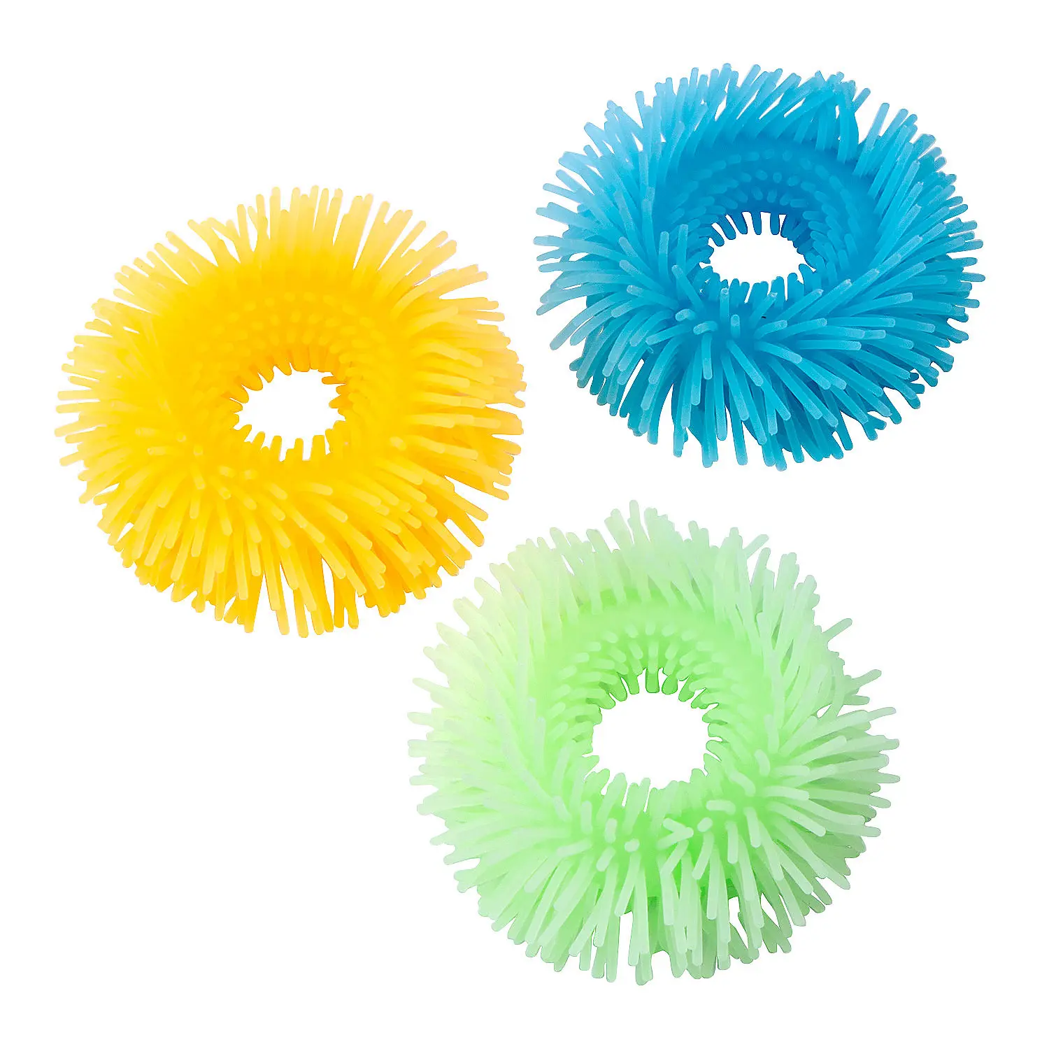 Unisex Stretchy Glow-in-Dark Spikey Rubber Fidget Bracelets, 12-Pc Pack, 5-in Squishy Sensory Toys for Tactile Stimulation, Party Favors, Kids Fashion Accessories