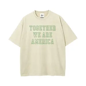 2026 Together we are America Bunny Oversize Unisex Washed T-Shirt for Women and Men's Unisex Fit Batik Cotton Oversize Streetwear Menswear  Super Soft Pre-Shrunk