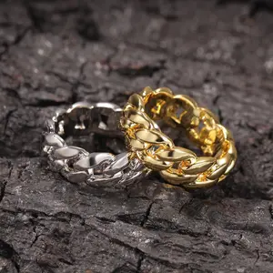 [ICE HUE] 18K Gold Vacuum Plated Copper Twisted Dough Fritter Ring with 5A+ Sri Lanka Zircon, Hip-Hop-Inspired, Unisex Luxury Costume Jewelry for Daily Wear, Gift Idea, Classic Simple Style