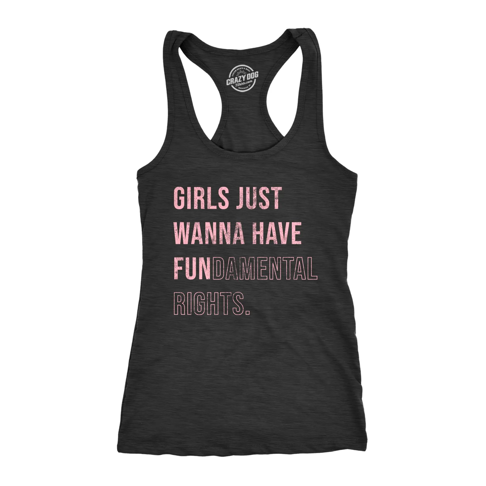 Womens Girls Just Wanna Have Fundamental Rights Fitness Tank Pro Choice Support Graphic Shirt for Ladies Funny Racerback Tank Cute Slimming Tank tops comfortable soft top Motivational Tank Top for Women Funny Black -