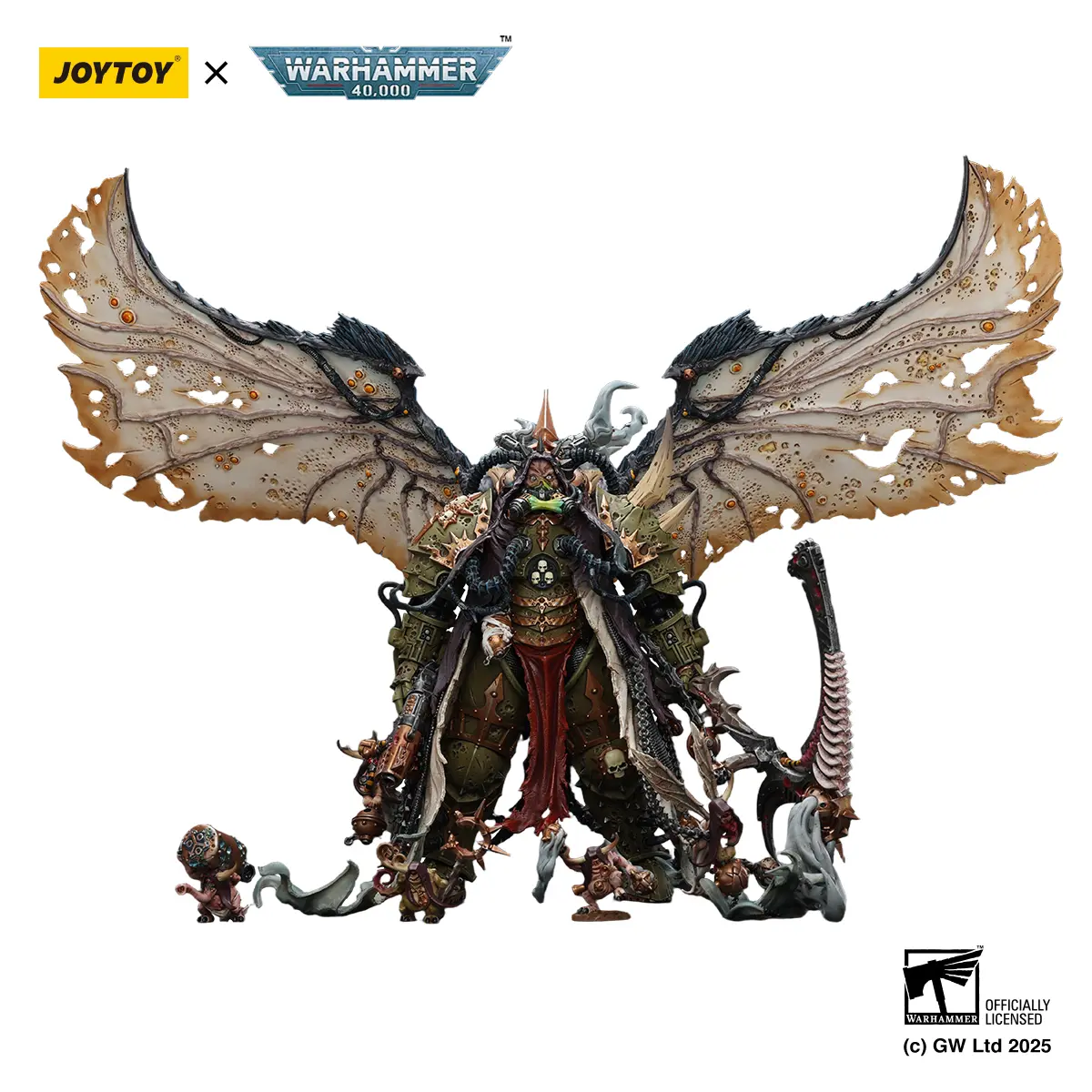 Joytoy 1/18 Articulated Action Figure - Mortarion Daemon Primarch of Nurgle with Ancient Weapons 'The Lantern' & 'Silence', Non-Toxic PVC Collectible Statue, Decorative Model JT02564, Articulated Figures, Decorative Action Figures