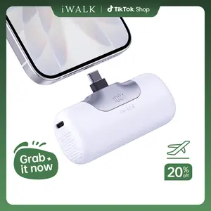 iWALK 5th Gen Mini Plug-in Power Bank 5500mAh 22.5W USB-C Fast Charging Portable Charger with SenseForce Tech & Smart LED Display for iPhone & Android Travel Gadgets - Connector, Digital, Usb Battery Adapter