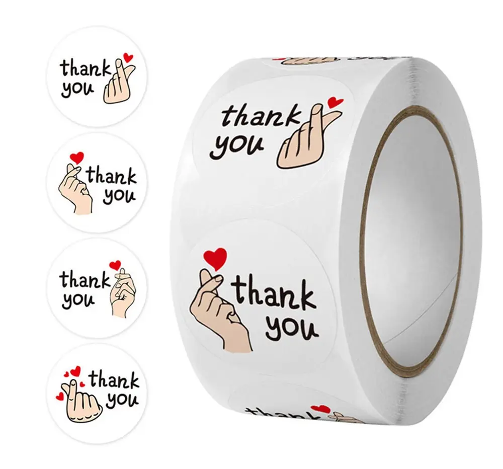 TIKA 1000-Pack Thank You Stickers, Self-Adhesive Waterproof Labels for Small Business Packaging and Gift Sealing