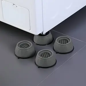 4 Shockproof Pads for Washing Machine - Damping and Noise Reduction, Durable Plastic, Stabilize Washing Machine, Reduce Vibration and Noise, White and Grey, Washing Machine Stabilizer, Modern Appliances, Smooth Surface, Washing Machine Rubber Feet