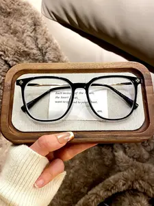 Black Square Clear Lens Glasses for Women, Glossy Frame with Gold Metal Temples, Retro Everyday Fashion Eyeglasses face slimming lightweight