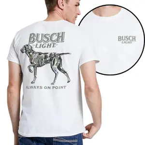 Busch Light Hunting Dog T-Shirt – Camo Bird Dog “Always On Point” Graphic with Busch Light Logo, Upland Hunting Style Design for Hunters and Beer Lovers, Perfect Gift for Outdoorsmen, Unisex Casual Tee, Menswear Tops