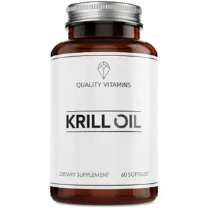 Quality Vitamins Krill Oil Softgels 1000mg - Premium Antarctic Marine Oil, Easy-to-Swallow Capsules, 60 Count Bottle, Pure & Clean Formula, Inflammation Management, Thyroid Support