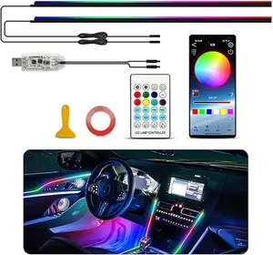 Dreamcolor Acrylic Interior Car LED Strip Light with USB/Type C, RGB 2 in 1 with Dynamic Chasing Music Sync Neon Ambient Lighting Kits