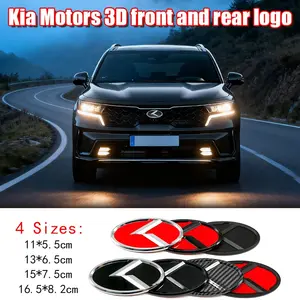 3D Abs Material K Logo Car Hood Rear Trunk Emblem Decal, Fits Kia Sportage Sorento Optima Forte Rio Stinger K5 Models