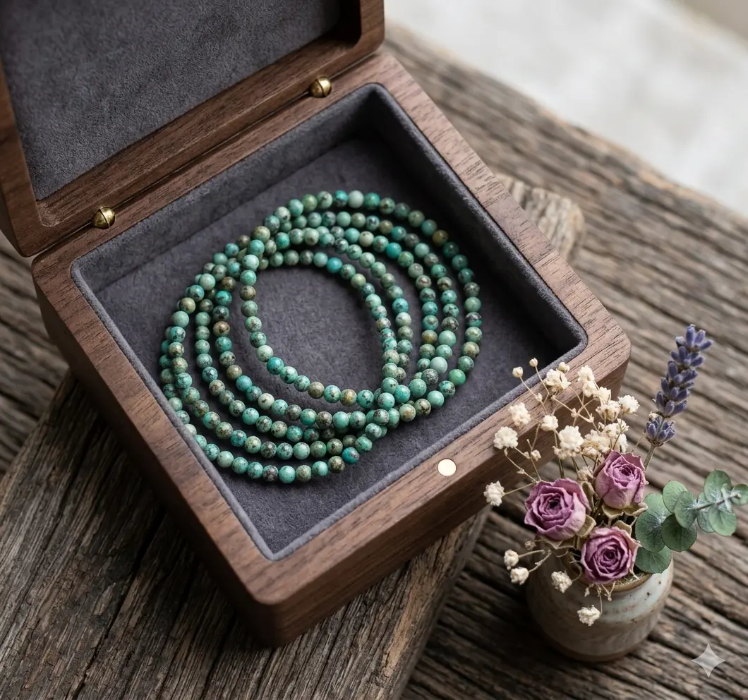 1PC Genuine African Turquoise 4mm Round Bead Stretch Bracelet Healing Crystal
