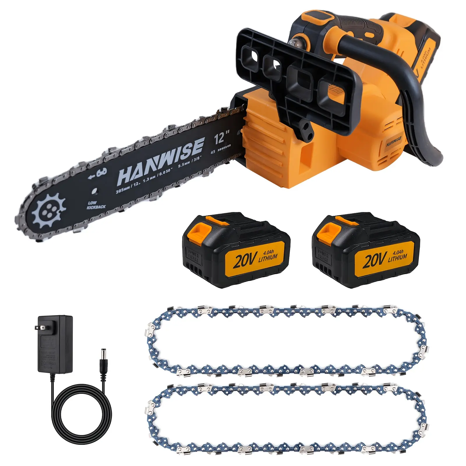 12" 1900W Brushless Chainsaw with 2x4.0Ah Batteries | 4500RPM, Auto-Oiling & Safety Lock for Outdoor Tree Trimming