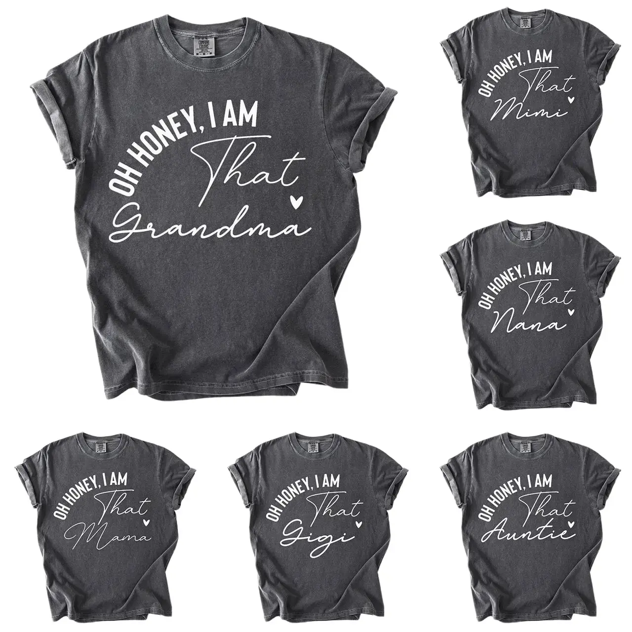 Comfort Colors Custom Grandma Shirt, Oh Honey I Am That Custom Tee, Personalized Mama Aunt Gift, Trendy Script Family Shirt, Mom T-Shirt Fit Oversized