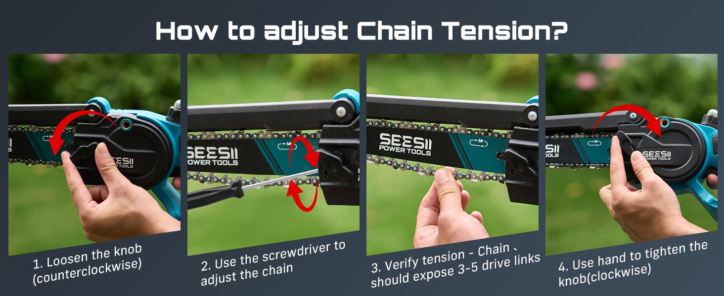 SEESII 8 Inch Cordless Pole Saw Kit, Telescopic Extension Pole Equipped with 8 Inch Chainsaw & Air Blower, Ideal for Garden Trimming, Gutter Cleaning, Vehicle Post-wash Drying, Home Renovation and Outdoor Yard Maintenance CHB80