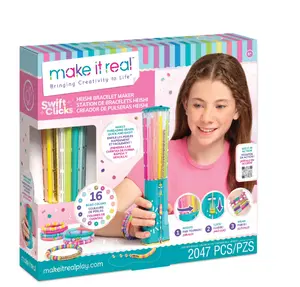 Make It Real Swift Clicks Heishi Bracelet Maker Kit DIY Jewelry Set for 8+ Girls with 23 Bracelets & 2047 Pieces of Interchangeable Beads Adjustable Beaded Chain Rubber Band Chain