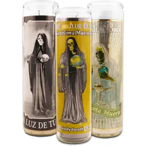 3 Pack 8 Inch Black and White Religious Holy Death Candles for Vigils Prayers Blessing Ceremonies Devotional Use