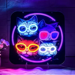 Dimmable USB Cat Neon Light LED Glowing Cat Wall Decor for Game Room Bar Unique Birthday Gift for Cat Lovers