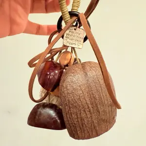 Nut Shell Wind Chimes Decorative Hanging Ornaments for Home Decor and Outdoor Use Unique Handmade Design （10 nutshells)