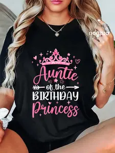 100% Cotton Auntie Of The Birthday Princess Birthday Girl Family T-Shirt