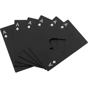 6 pack bottle openers, stainless steel credit card size, casino beer bottle openers, can also be used for wedding parties, groom and bridesmaid gifts, etc. (black)