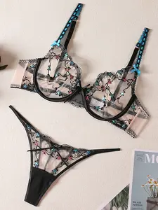 Lace Embroidery Bra And Panty Set Female Lingerie 2-Piece Wedding Delicate Intimate Sexy Erotic Sets Fancy Underwear Luxury