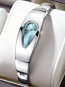 Artistic Waterdrop Style Light Luxury Women's Watch Unique Waterdrop-Shaped Case Radiant Diamond-Engraved Markers Integrated Metal Strap Niche Design / Elegant Commuting / Exquisite Light Luxury Gift Watch