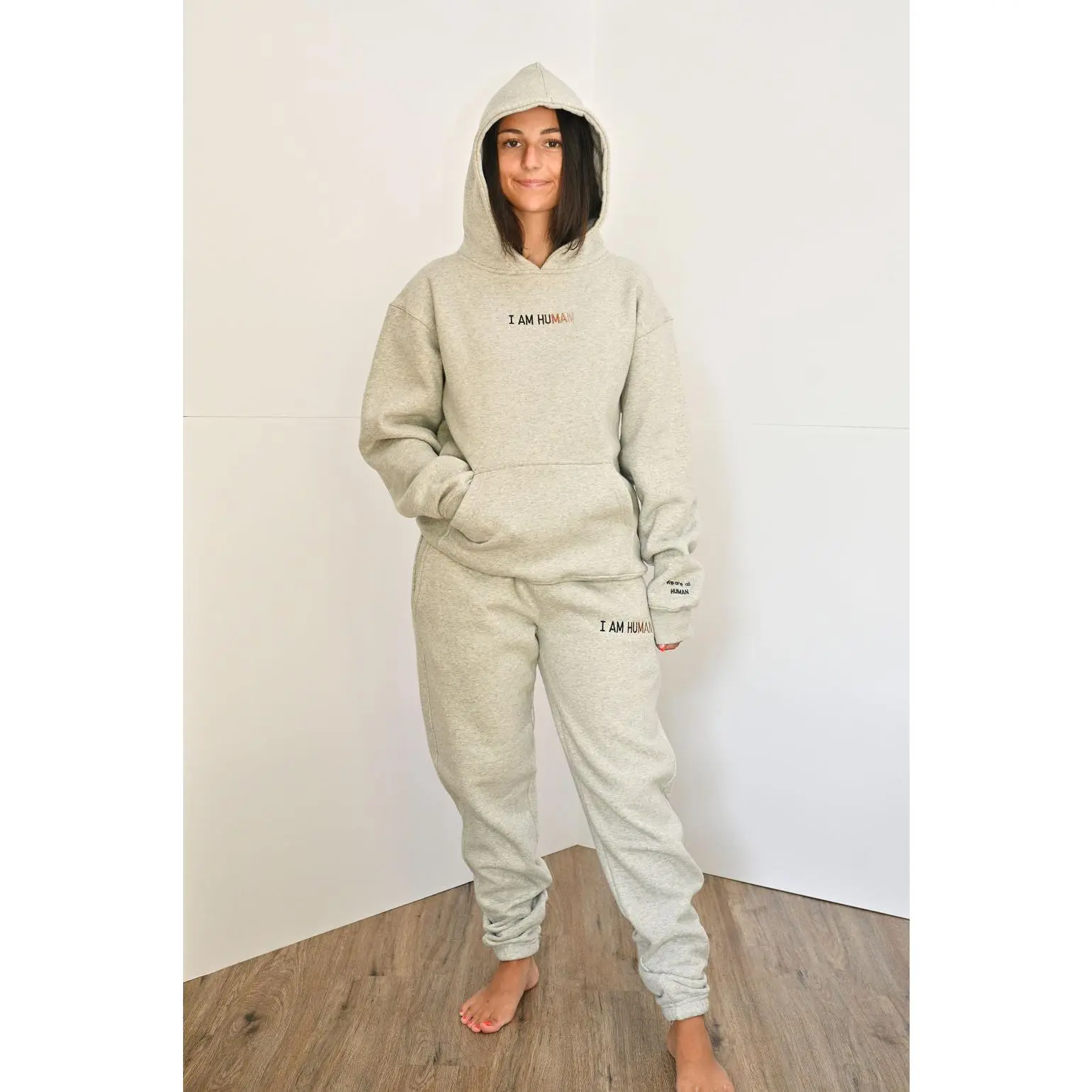 I AM HUMAN logo joggers