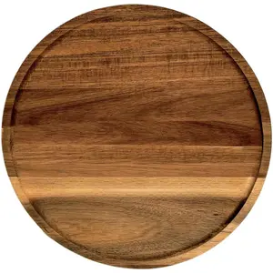 13.8 Inch Round Wooden Decorative Serving Tray for Coffee Table and  Decor, Round  Tray for Table Centerpiece, Small Candle Tray, Acacia, Appetizer Charcuterie Board